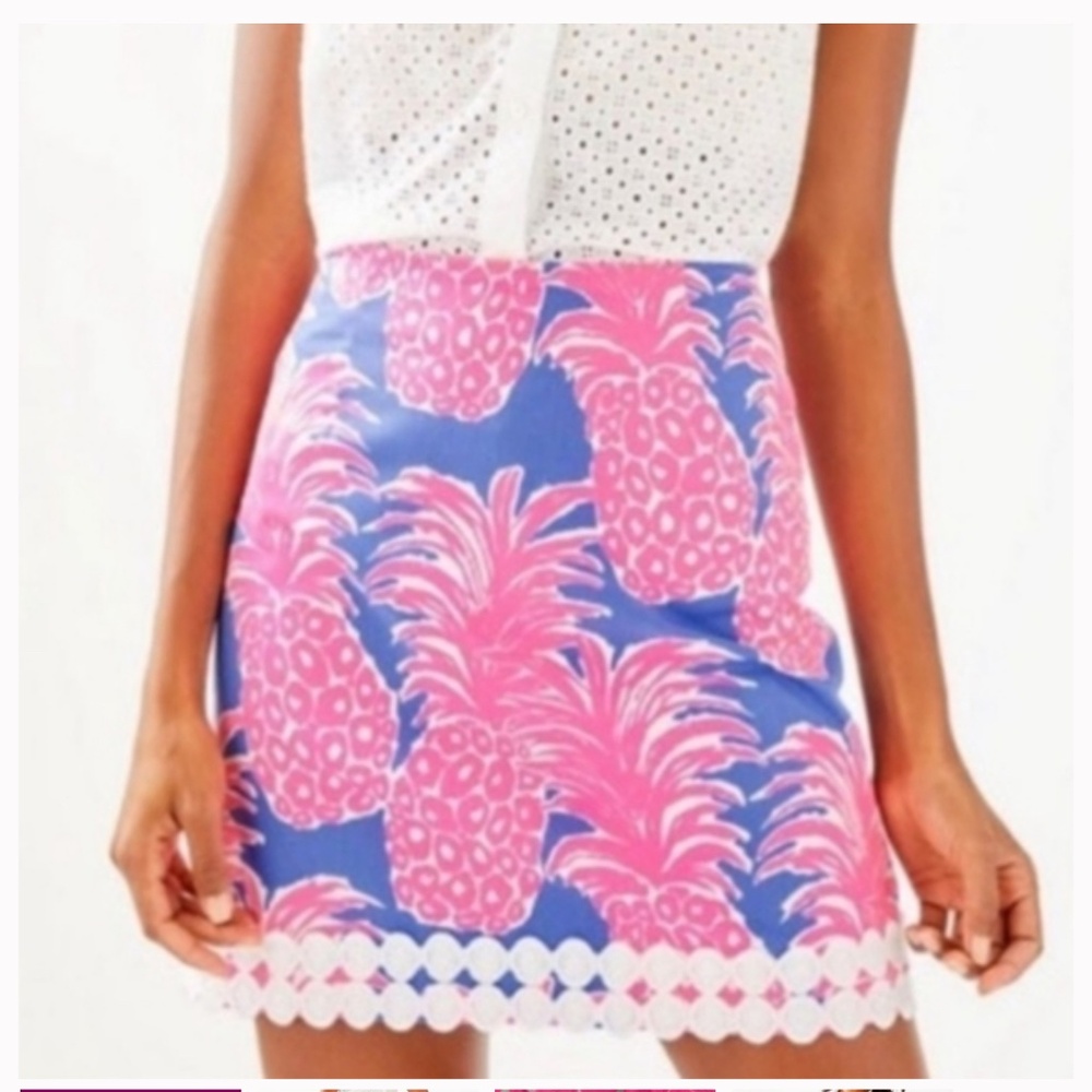 Lilly Pulitzer Izzy Pineapple Skirt Lace Trim